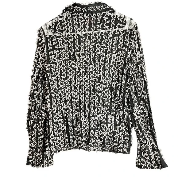 D Studio Womens Size 8 Black Mesh Ribbon Top Avant Garde Shabby Chic Goth Y2K - Picture 3 of 11